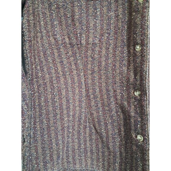 Vintage Woolrich Womens Medium Wool Button Up Shirt Jacket Striped Long Sleeve - Picture 7 of 11